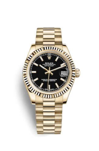 Datejust 31 Yellow Gold Fluted / President / Black