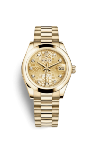 Datejust 31 Yellow Gold Domed / President / Champagne Computer