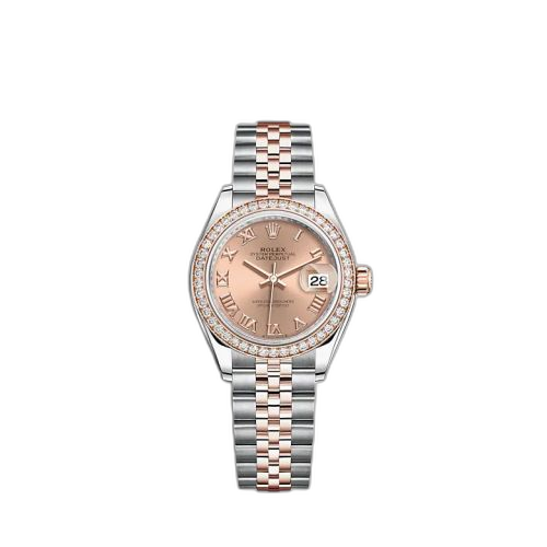 Lady-Datejust 28 Stainless Steel / Rose Gold / Diamond / Rose - Roman / Jubilee