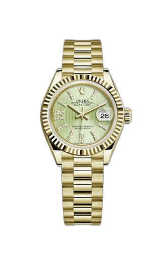 Lady-Datejust 28 Yellow Gold Fluted / President / Champagne Diamond