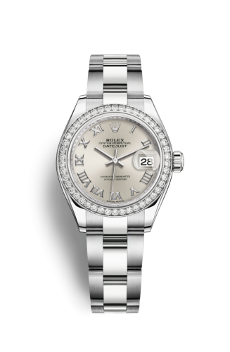 Lady-Datejust 28 Stainless Steel / Diamond / Silver - Roman / Oyster