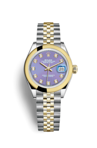Lady-Datejust 28 Rolesor Yellow Domed / Jubilee / Lavender Diamond