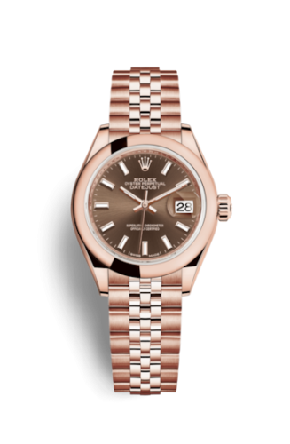 Lady-Datejust 28 Everose Domed / Jubilee / Chocolate