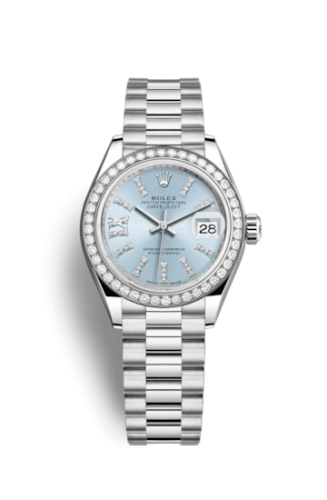 Lady-Datejust 28 Platinum Diamond / President / Ice Blue Diamonds
