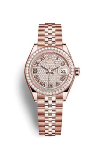 Lady-Datejust 28 Everose Diamond / Jubilee / Paved Roman