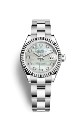 Lady-Datejust 28 Stainless Steel Fluted / MOP / Oyster