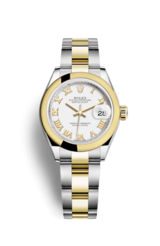 Lady-Datejust 28 Rolesor Yellow Domed / Oyster / White Roman