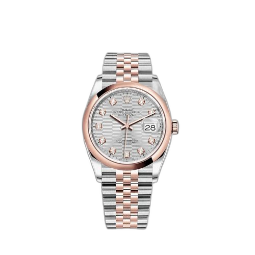 Datejust 36 Stainless Steel / Everose / Domed / Silver - Fluted - Diamond / Jubilee