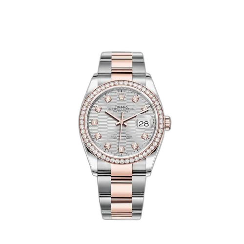 Datejust 36 Stainless Steel / Everose / Diamond / Silver - Fluted - Diamond / Oyster