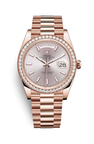 Day-Date 40 Everose / Diamond / Sundust - Stripe Motif