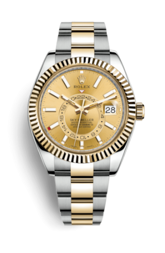Sky-Dweller Stainless Steel / Yellow Gold / Champagne