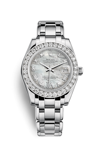 Datejust Pearlmaster 34 White Gold Diamond Mother of Pearl Roman