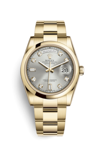 Day-Date 36 Yellow Gold Domed / Oyster / Silver Diamonds