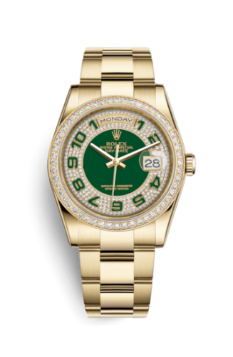 Day-Date 36 Yellow Gold Diamonds / Oyster / Green Paved