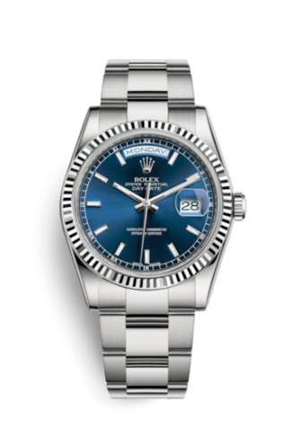 Day-Date 36 White Gold Fluted / Oyster / Blue