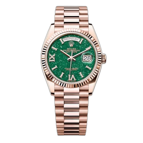 Day-Date 36 Everose Gold - Fluted / Green Aventurine / President