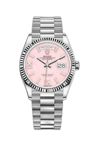 Day-Date 36 White Gold / Fluted / Opal-Diamond / President