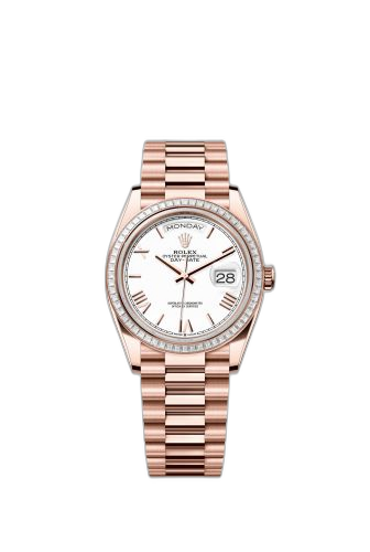 Day-Date 36 Everose Gold - Baguette / White - Roman / President