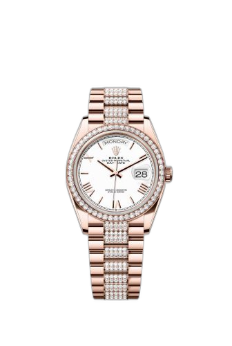 Day-Date 36 Everose Gold / Diamond / White - Roman / President - Diamond