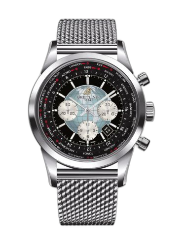 Transocean Chronograph Unitime Stainless Steel / Black / Milanese