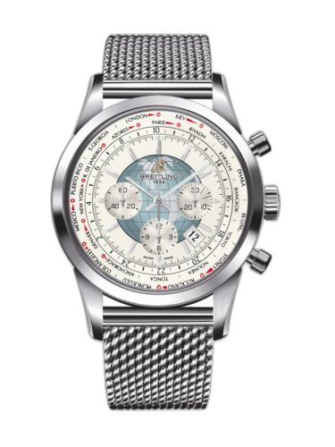 Transocean Chronograph Unitime Stainless Steel / Silver / Milanese