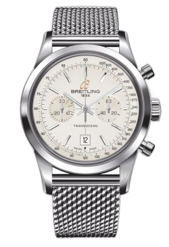 Transocean Chronograph 38 Silver / Milanese