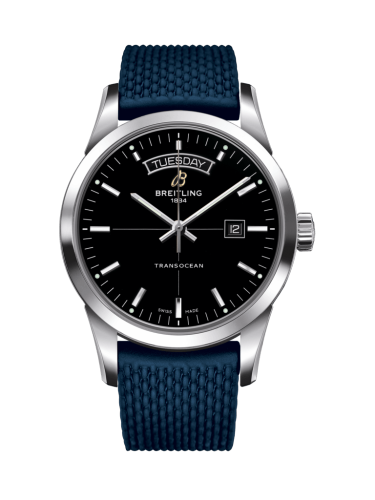 Transocean Day & Date Stainless Steel / Black / Rubber / Folding