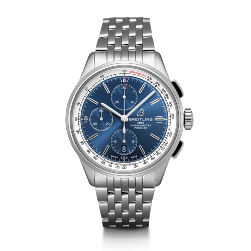 Premier Chronograph 42 Stainless Steel / Black / Croco Black / Tang