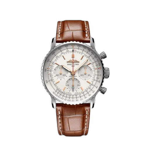 Navitimer B01 Chronograph 41 Stainless Steel / Silver / Alligator - Folding