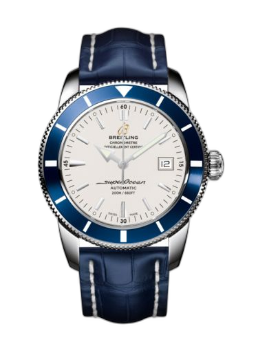 Superocean Heritage 42 Stainless Steel / Blue / Stratus Silver / Croco