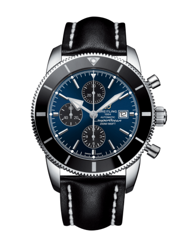 Superocean Heritage II 46 Chronograph Stainless Steel / Black / Blue / Calf / Folding