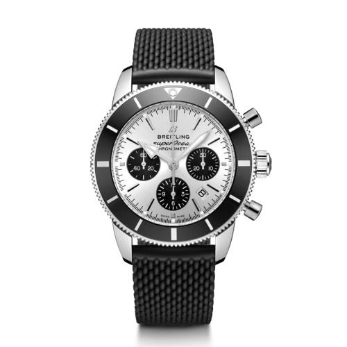 Superocean Heritage II B01 Chronograph 44 Stainless Steel / Silver / Rubber / Folding