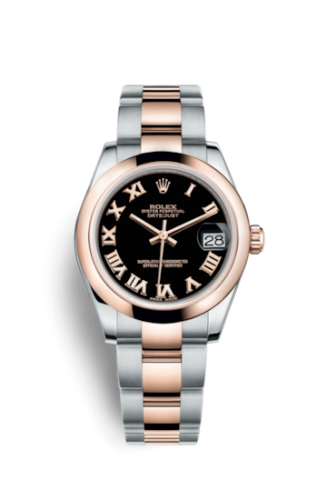 Datejust 31 Rolesor Everose Domed / Oyster / Black Roman