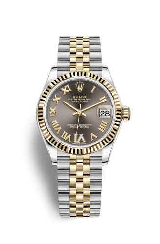Datejust 31 Stainless Steel / Yellow Gold / Fluted / Grey - Roman / Jubilee