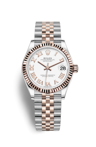 Datejust 31 Stainless Steel/ Rose Gold / Fluted / White - Roman / Jubilee