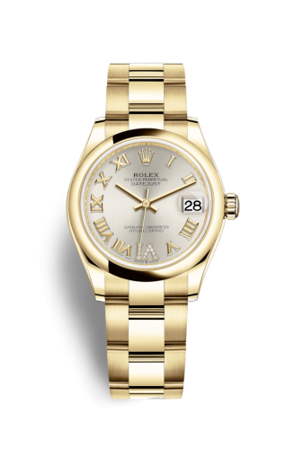 Datejust 31 Yellow Gold / Domed / Silver - Roman / Oyster