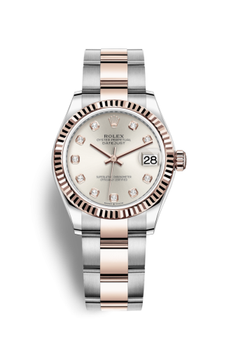 Datejust 31 Stainless Steel/ Rose Gold / Fluted / Silver - Diamond / Oyster