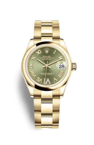 Datejust 31 Yellow Gold / Domed / Olive - Roman / Oyster