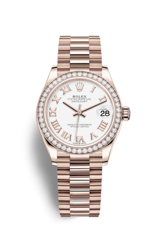 Datejust 31 Rose Gold / Diamond / White - Roman / President