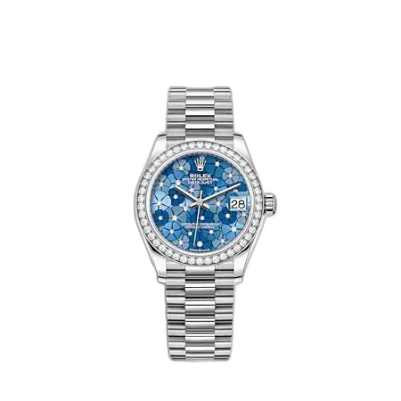 Datejust 31 White Gold - Diamond / Blue - Floral / President