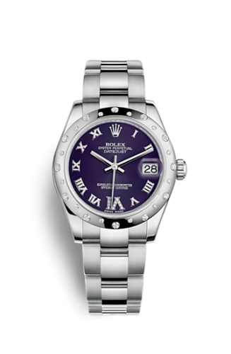 Datejust 31 Stainless Steel Domed Diamond / Oyster / Purple - Roman