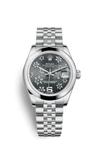 Datejust 31 Stainless Steel Domed / Jubilee / Dark Rhodium Floral