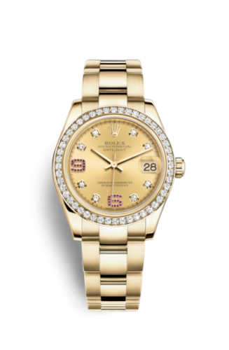 Datejust 31 Yellow Gold Diamond / Oyster / Champagne Diamonds Rubies