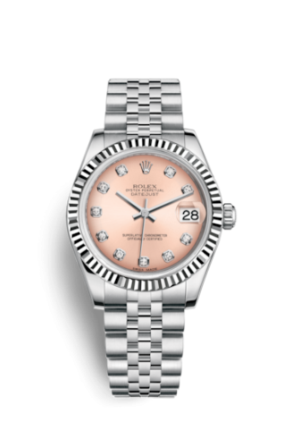 Datejust 31 Stainless Steel Fluted / Jubilee / Pink - Diamond