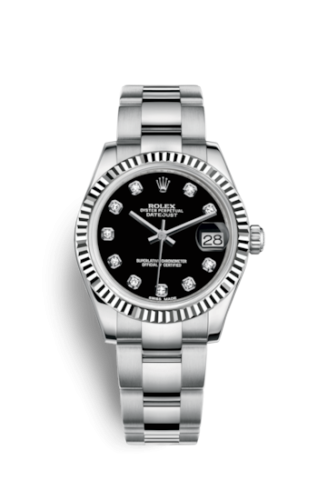 Datejust 31 Stainless Steel Fluted / Oyster / Black - Diamond