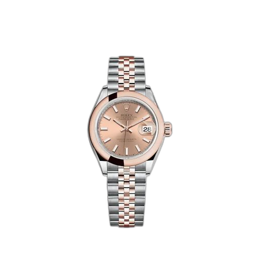 Lady-Datejust 28 Stainless Steel / Rose Gold / Domed / Rose / Jubilee