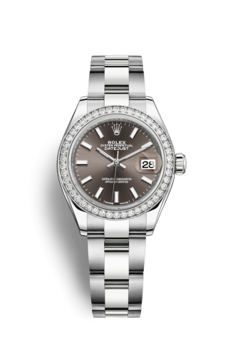 Lady-Datejust 28 Stainless Steel / Diamond / Grey / Oyster