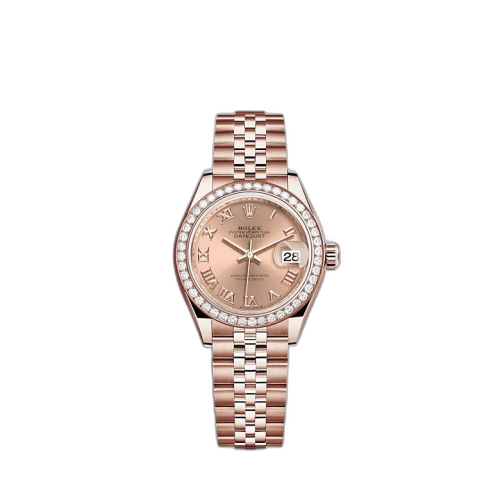 Lady-Datejust 28 Rose Gold / Diamond / Rose - Roman / Jubilee