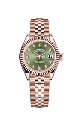 Lady-Datejust 28 Everose Fluted / Jubilee / Olive Green Diamond