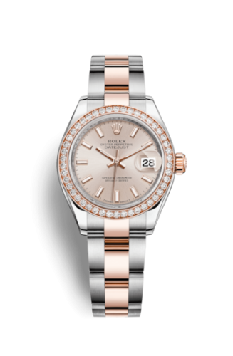 Lady-Datejust 28 Rolesor Rose Diamond / Oyster / Sundust